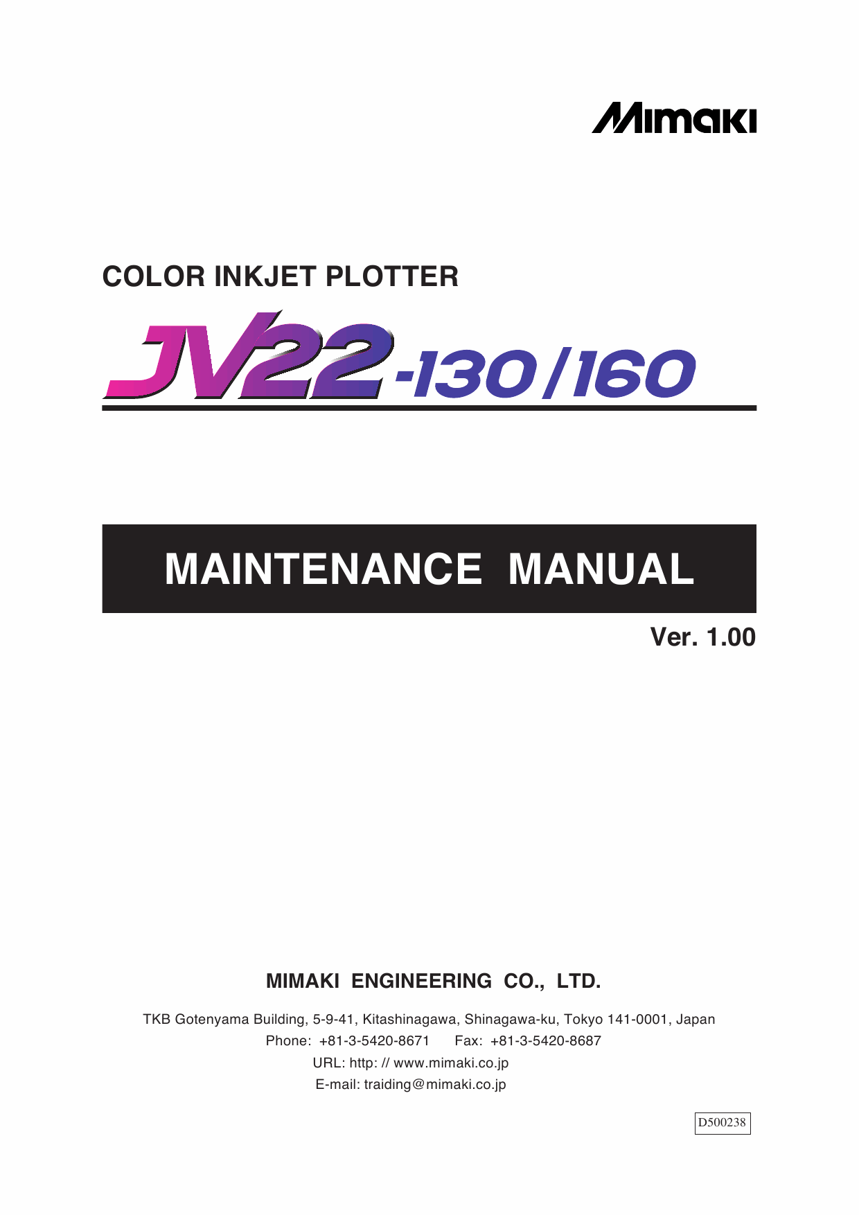 MIMAKI JV22 130 160 MAINTENANCE Service Manual-1